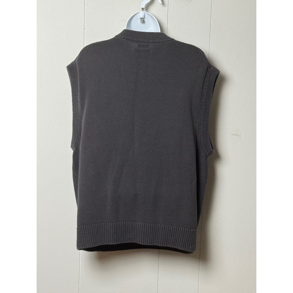 Abercrombie & Fitch Women Oversize V-Neck Sweater Vest Charcoal Grey Cotton Sz M - Picture 2 of 8